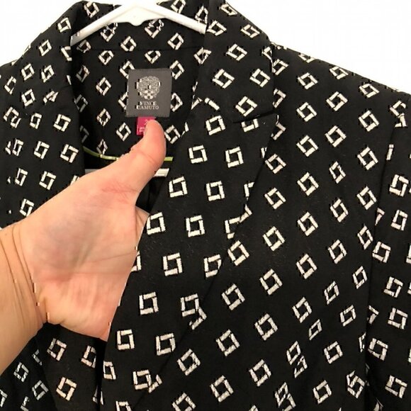 NEW NWT VINCE CAMUTO Desert Horizons Blazer Black White Geo Printed 3/4 Sleeve 2 - Picture 7 of 11